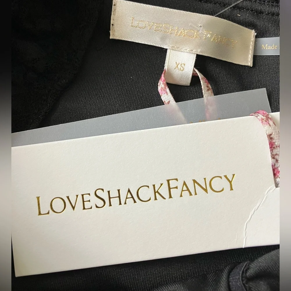 NWT Love Shack Fancy Evangelina Black Lace Mini Dress Size X Small - Picture 8 of 10